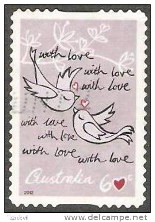 AUSTRALIA - DIECUT - USED 2012 60c  Precious Moments - Love Birds - Used Stamps