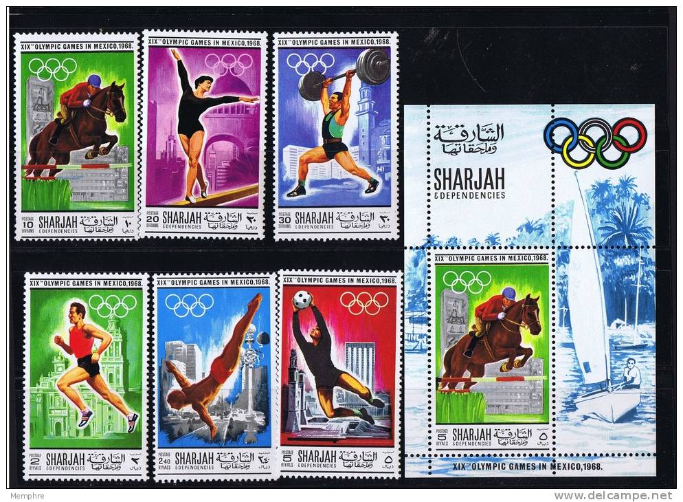 1968  Jeux Olympiques De Mexico équitation, Gymnastique, Haltérophilie, Course, Plongeon, Football Michel 489-94 Bl 40A* - Schardscha