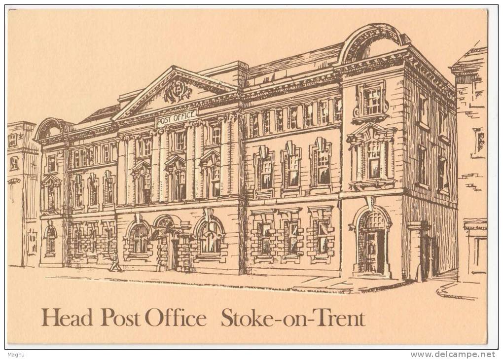 H.P.O. Stoke On Trent, Post Office Monument, Postcard 1981 - Postal Services