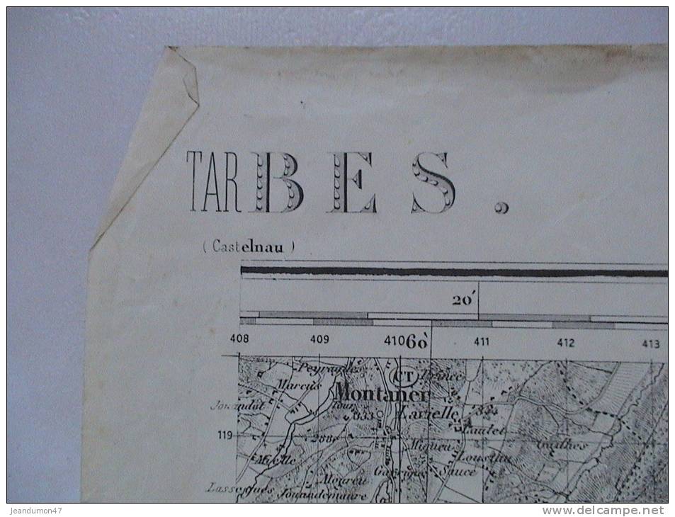 DPT 65 - CARTE TOPOGR.  GRANDES MANOEUVRES SUD-OUEST 1913 AVEC ANNOTATIONS MANUELLES  VISIBLES SUR PHOTOS 4 & 5 - TARBES - Topographische Karten