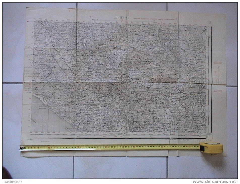 DPT. 17 - CARTE TOPO.  GRANDES MANOEUVRES 1913 AVEC ANNOTATIONS MANUELLES  VISIBLES SUR PHOTOS 3, 4, 5. REGION  SAINTES - Topographische Karten