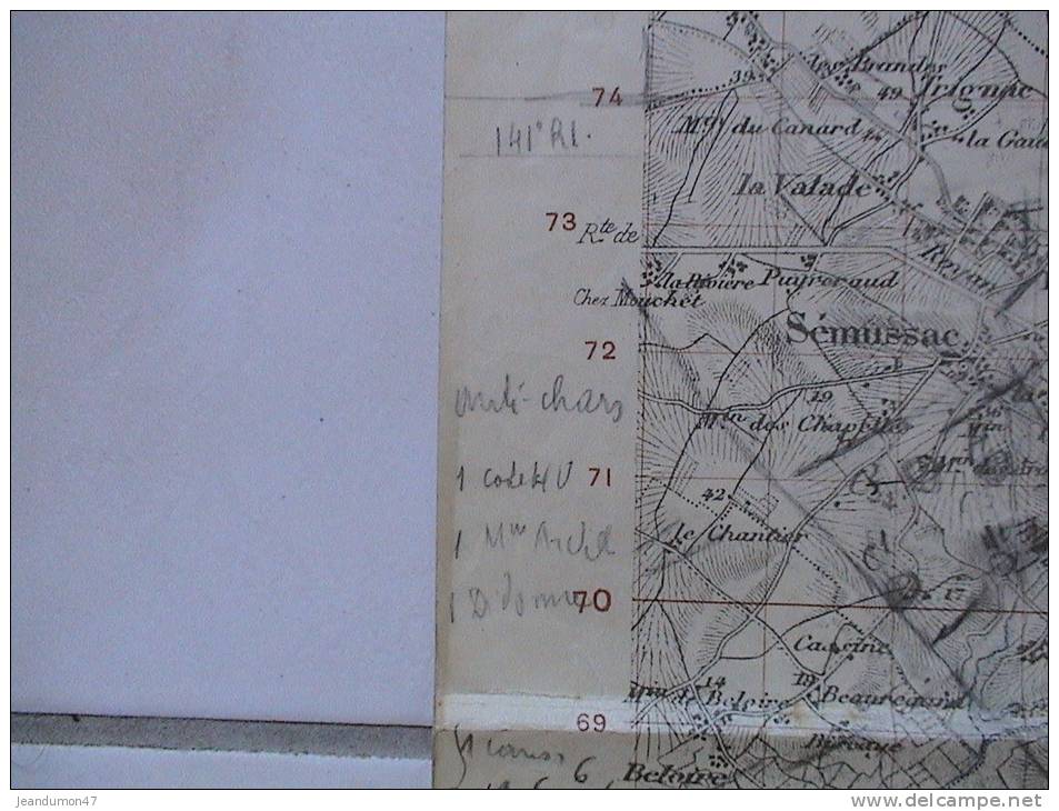 DPT. 17 - CARTE TOPO.  GRANDES MANOEUVRES 1913 AVEC ANNOTATIONS MANUELLES  VISIBLES SUR PHOTOS 3, 4, 5. REGION  SAINTES - Mapas Topográficas