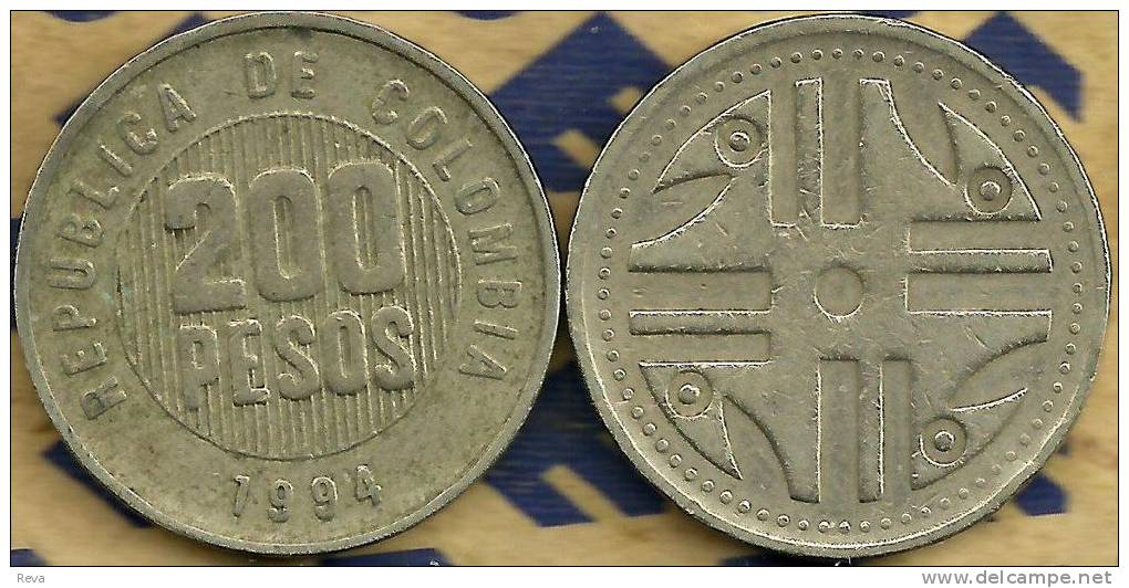 COLOMBIA 200 PESOS INSCRIPTIONS FRONT INDIAN MOTIF BACK 1994 KM287 READ DESCRIPTION CAREFULLY !!! - Colombia