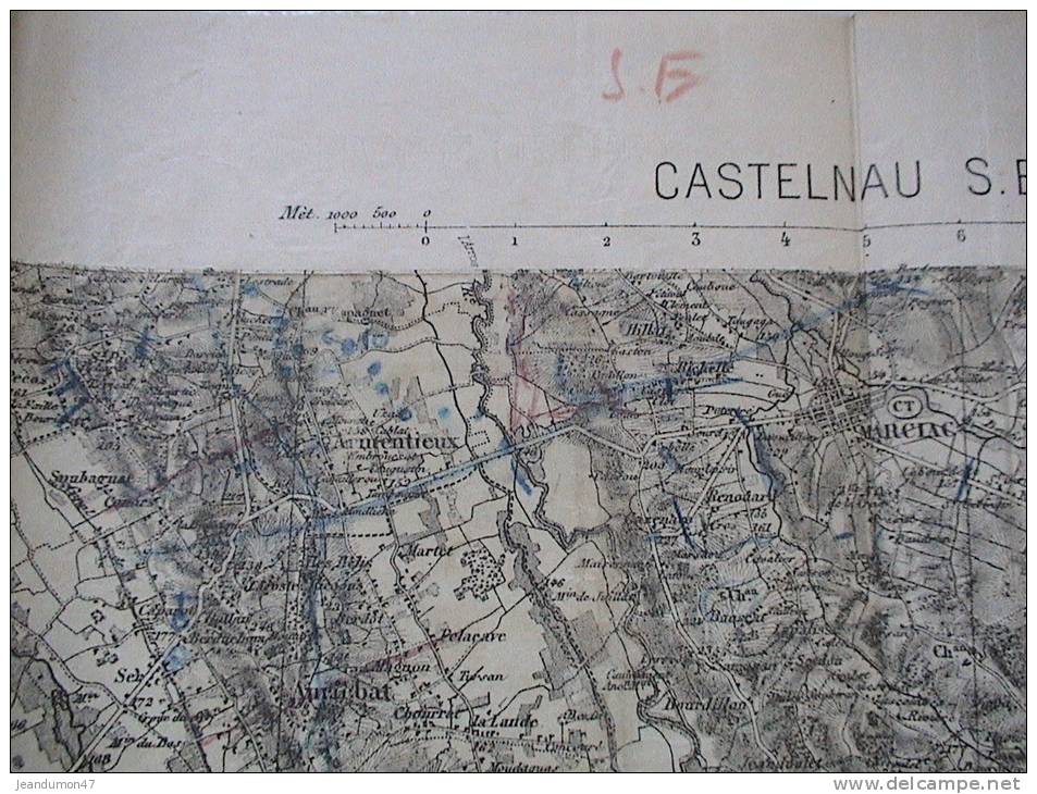 DPT 32 CARTE TOPOGRAPHIQUE - GRANDES MANOEUVRES 1913 - CASTELNAU S.E. - Topographische Karten