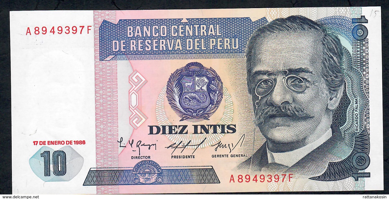 PERU   P128   10  INTIS   17.1.1986     UNC. - Perú