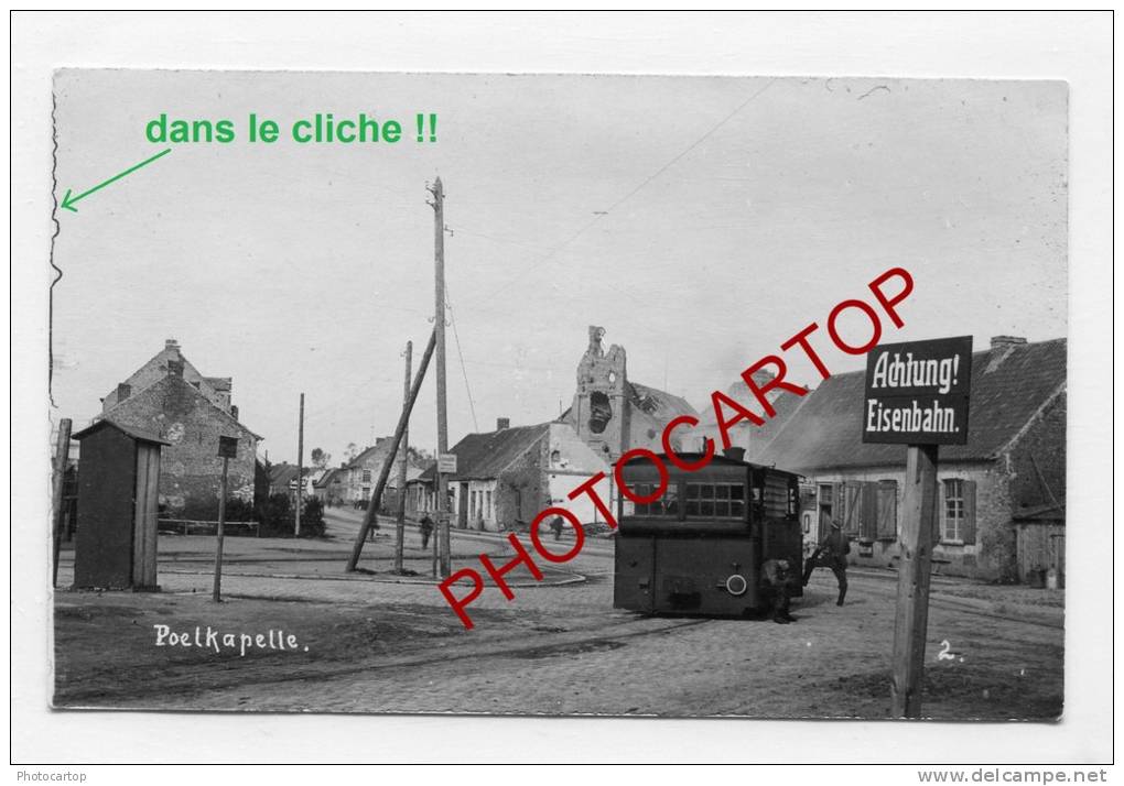 POELKAPELLE-TRAIN-LOCOMOTIVE-CARTE PHOTO Allemande-Guerre-14-18-1WK-BELGIQUE-BELGIEN-Militaria-FLANDERN- - Langemark-Pölkapelle