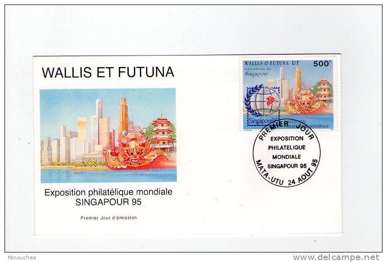 FDC Wallis Et Futuna - Poste Aérienne - Expo Mondiale De Singapour 1995 - Obl Du 24/08/95 (1er Jour) - FDC