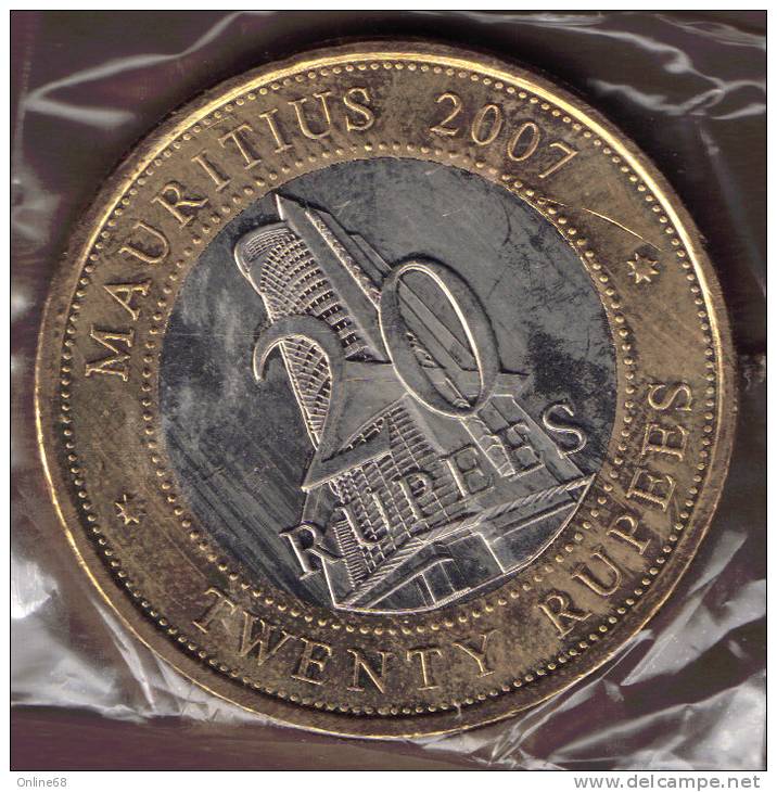 MAURITIUS 20 RUPEES 2007  40th Anniversary - Bank Of Mauritius Bi-Metallic KM# 66 - Mauritius