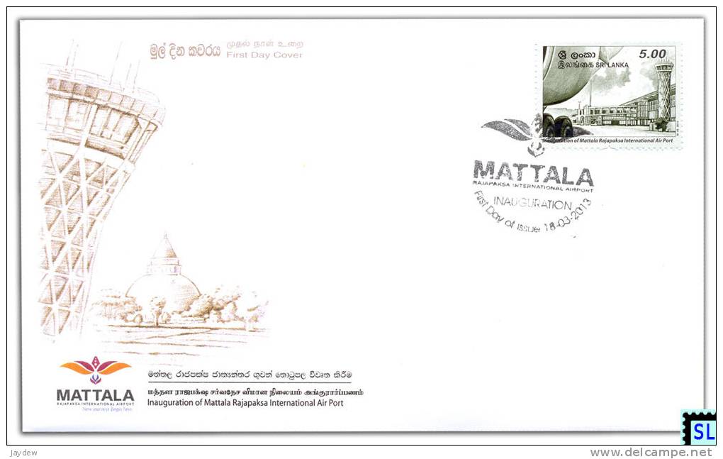 Sri Lanka Stamps 2013, Aviation, Mattala International Airport, Planes, FDC - Sri Lanka (Ceylon) (1948-...)