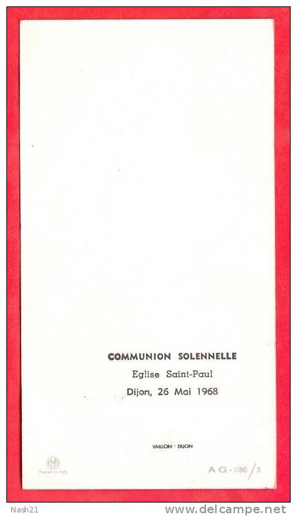 1968 - Souvenir De Communion Solennelle - 65 Mm X 112 Mm - - Religione & Esoterismo