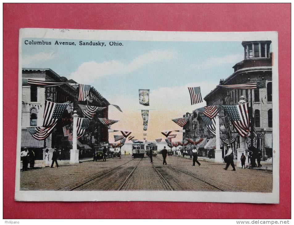 Sandusky Ohio  Columbus Ave With Flags 1916 Cancel =ref 869 - Other & Unclassified
