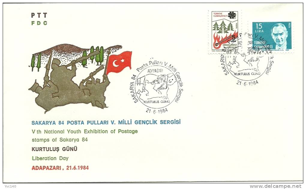 Turkey; Special Postmark 1984 5th National Stamp Exhibition Of Juniors "Liberation Day" - FDC