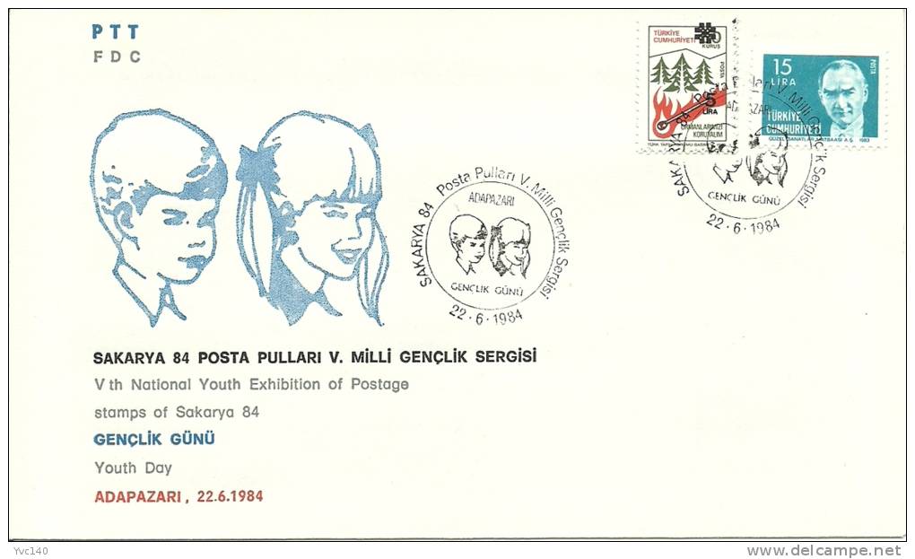 Turkey; Special Postmark 1984 5th National Stamp Exhibition Of Juniors "Youth Day" - FDC