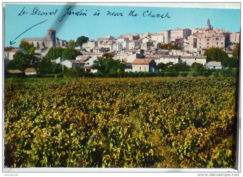 Cp Carombe Vue Generale Eglise Village Beffroi  Vigne Ecrite +-1985 - Autres & Non Classés