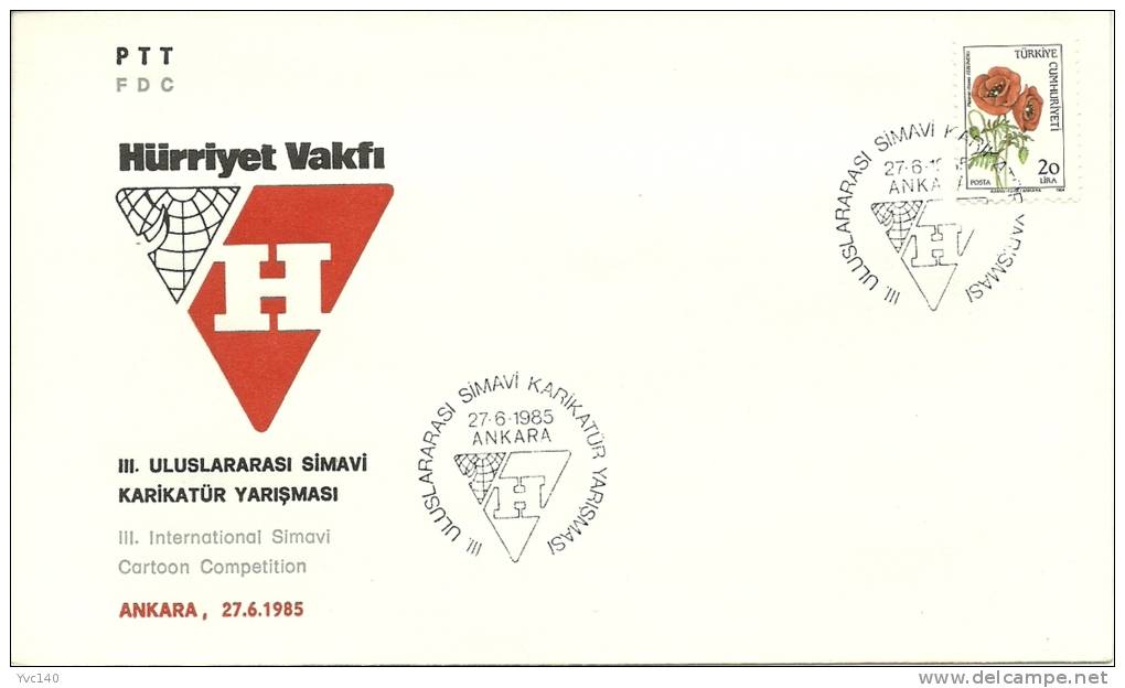 Turkey; Special Postmark 1985 3rd International Simavi Cartoon Competition - FDC