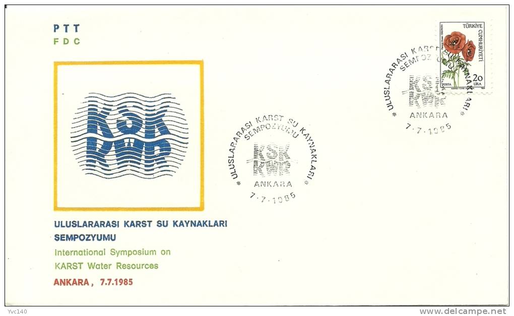 Turkey; Special Postmark 1985 International Symposium On KARST Water Resources - FDC