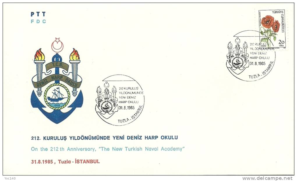 Turkey; Special Postmark 1985 212th Anniv. Of The Turkish Naval Academy - FDC