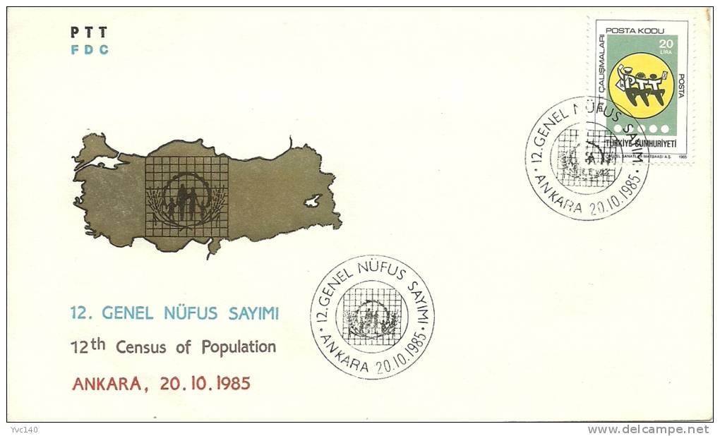 Turkey; Special Postmark 1985 Census - FDC