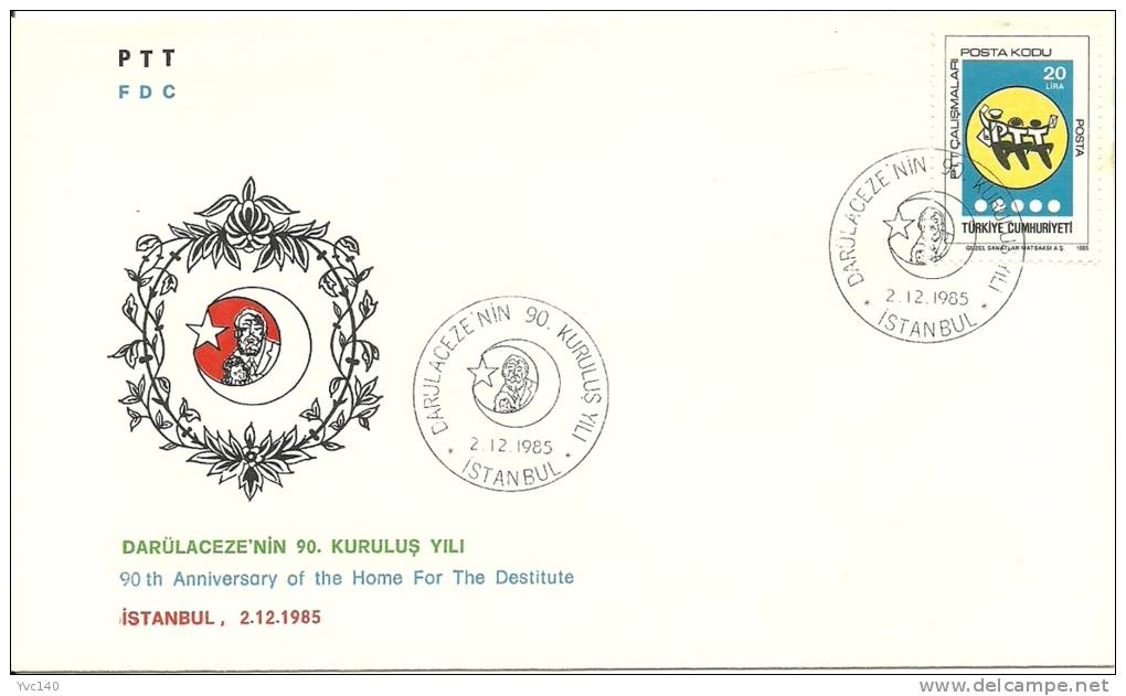 Turkey; Special Postmark 1985 90th Anniv. Of Darulaceze - FDC