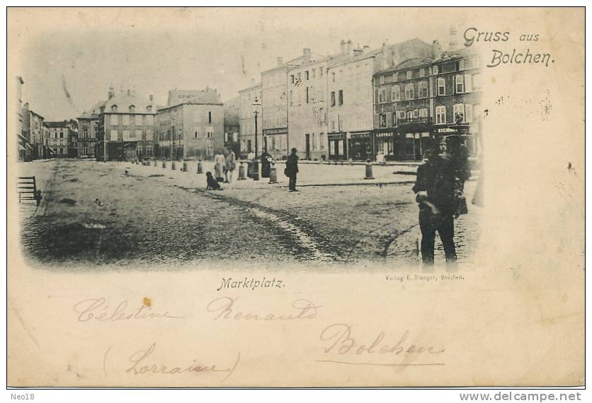 Gruss Aus Bolchen Boulay Marktplatz Edit E. Stenger Envoi A Ploesti Roumanie 1900 - Boulay Moselle