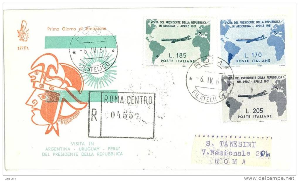 Filatelia - FDC - FIRST DAY COVER - ITALIA REPUBBLICA - ITALY - SERIE GRONCHI  RACCOMANDATA  ANNO 1961 VENETIA - FDC