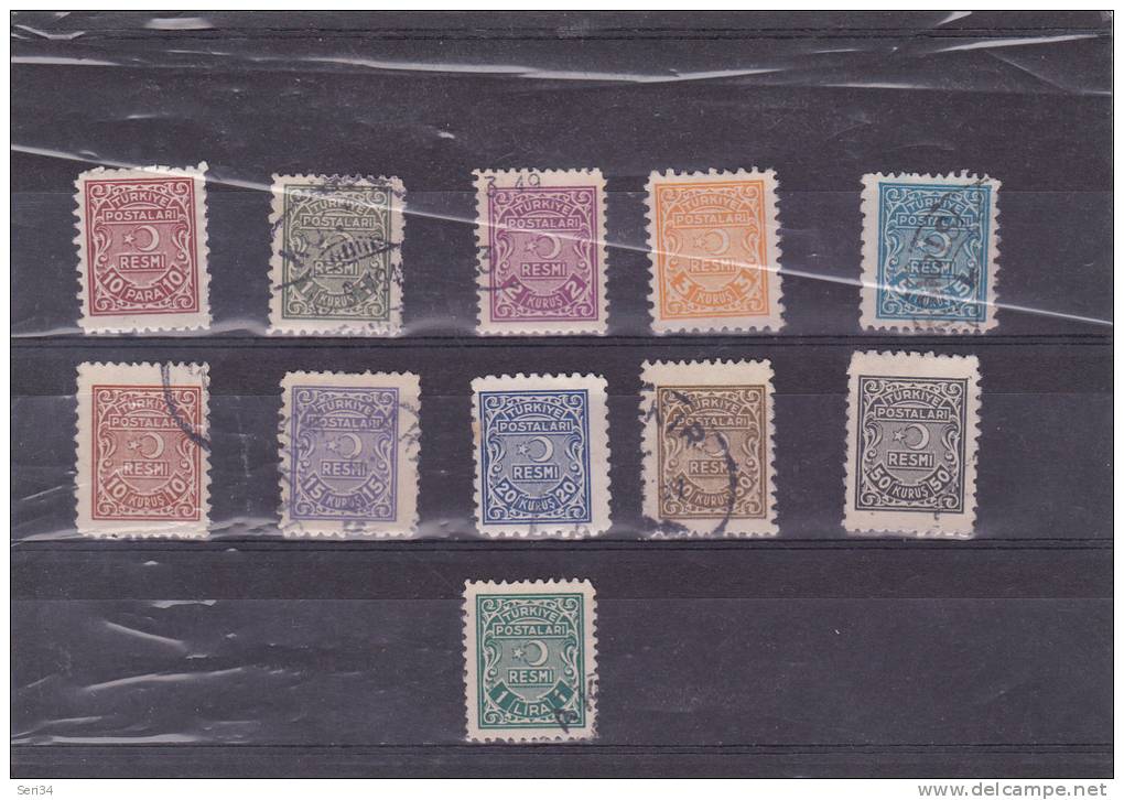 TURQUIE : Timbres De Service : O : Y&T : 1 à 11 - Unused Stamps