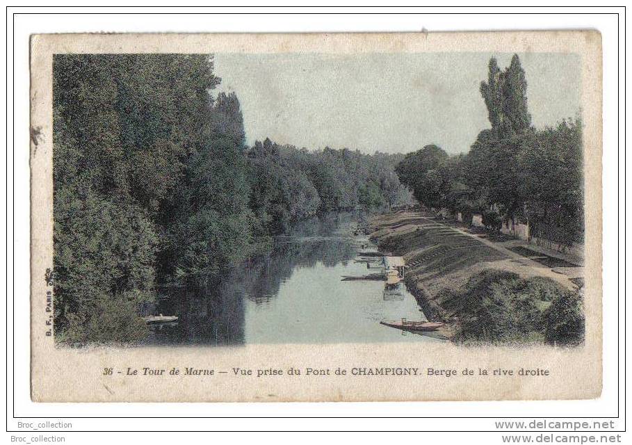 Le Tour De Marne - Vue Prise Du Pont De Champigny. Berge De La Rive Droite - Champigny-sur-Marne, éd. B.F. N° 36, 1919 - Champigny