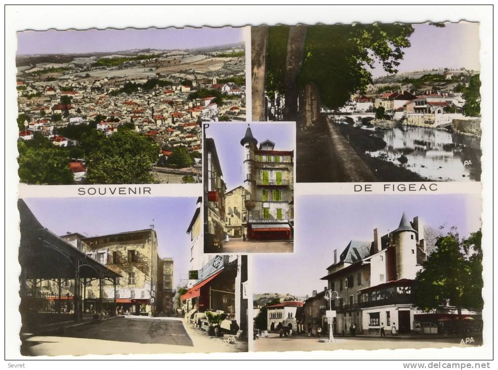 FIGEAC. - Multivues Souvenir. CPM Dentelée - Figeac