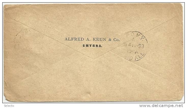Turkey 1893 Austrian Post Office In Ottoman Levant - Smyrna - Smyrne To New York - Judaica - 1837-1914 Smyrna