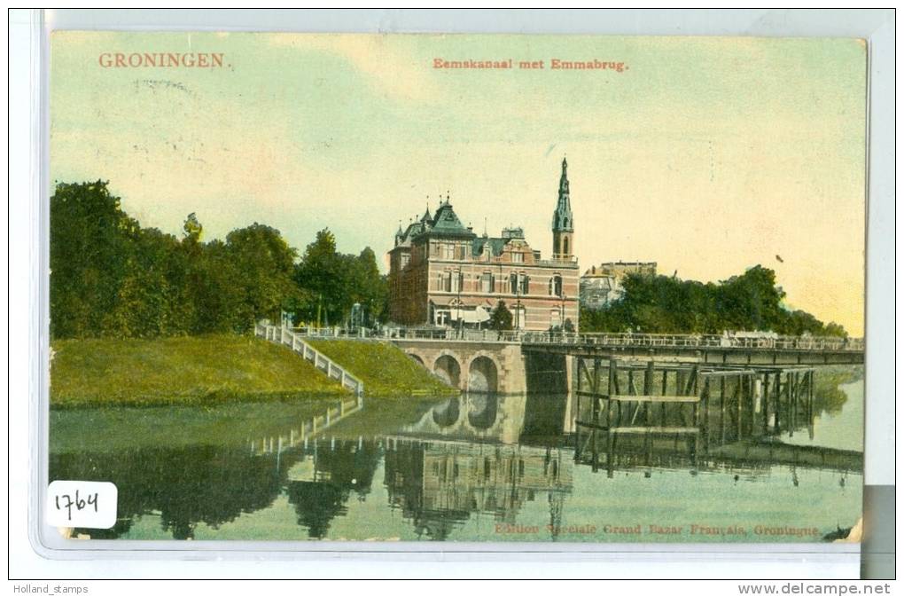 GRONINGEN (1764)  ANSICHTKAART * EEMSKANAAL MET EMMABRUG * CPA * GELOPEN In 1909 Naar LUNTEREN - Groningen