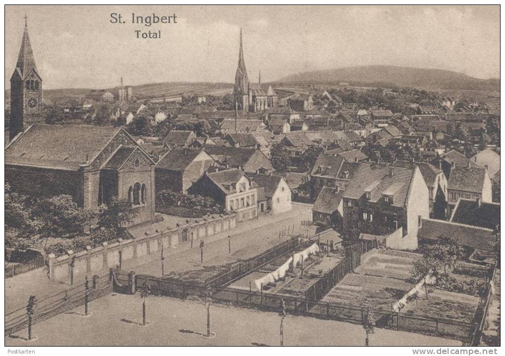 ALTE POSTKARTE ST. INGBERT TOTAL 1918 Totalansicht Geswamtansicht Saar Saargebiet Saarland Cpa Postcard AK Ansichtskarte - Saarpfalz-Kreis