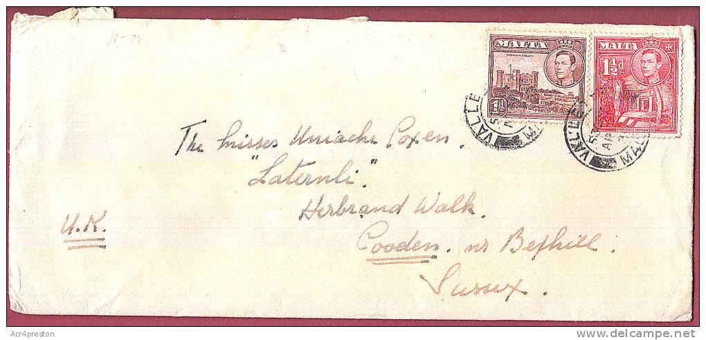 B0163 MALTA  KGVI Cover Valetta To UK With - Malte (...-1964)