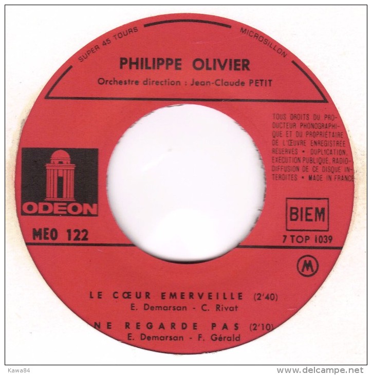 EP 45 RPM (7")  Philippe Olivier  "  Le Cœur émerveillé  " - Other - French Music