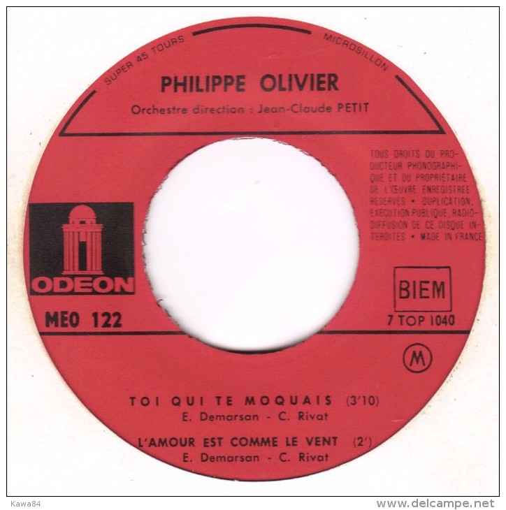 EP 45 RPM (7")  Philippe Olivier  "  Le Cœur émerveillé  " - Other - French Music