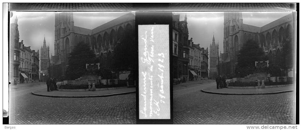 Plaque Stereo Gand Monument Van Eyck - Plaques De Verre