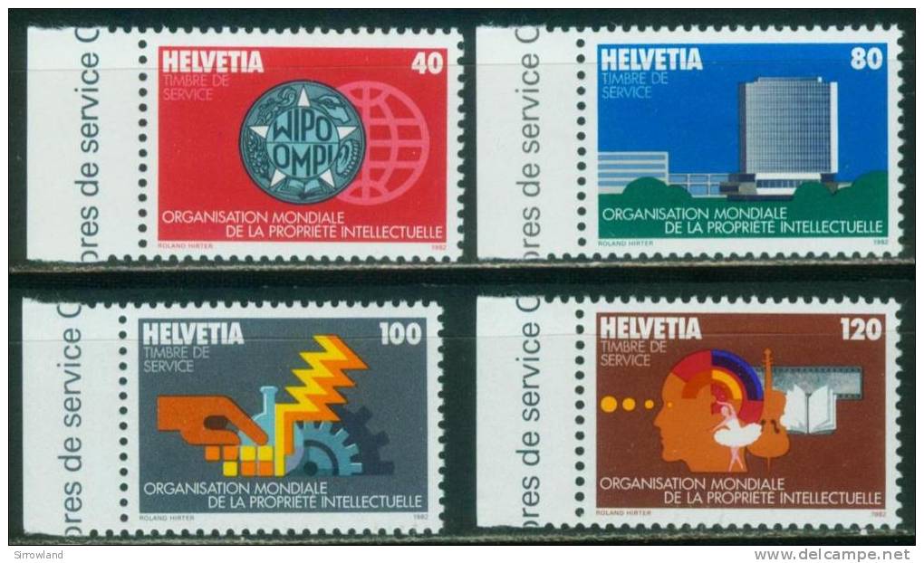 Schweiz - WO Für Geistiges Eigentum  1982  Weltorg. Für Geistiges Eigentum (OMPI/WIPO)  (4 ** (MNH) Kpl. )  Mi: 1-4 (4 E - Service