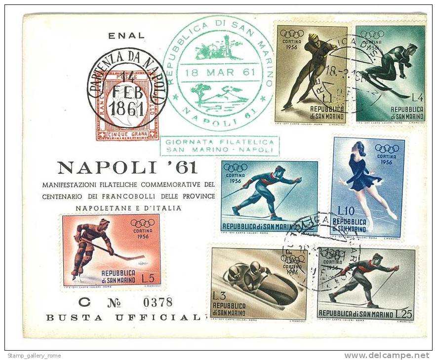 SAN MARINO  - BUSTA UFFICIALE NAPOLI ´61 - N° C 0378 - ENAL - MANIFESTAZIONI FILATELICHE COMMEMORATIVE - Lettres & Documents