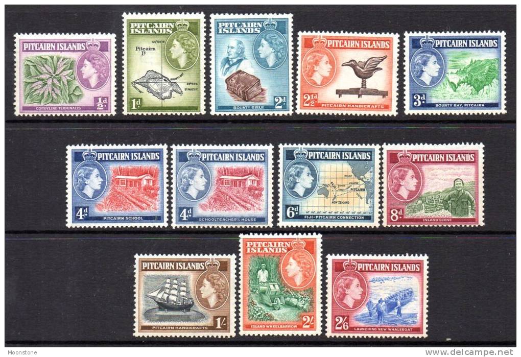 Pitcairn Island QEII 1953 Definitives Complete To 2/6d, Hinged Mint (A) - Pitcairn Islands