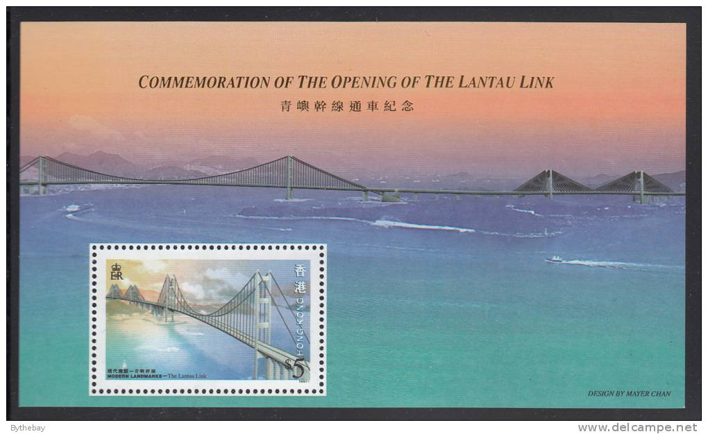 Hong Kong MNH Scott #791a Souvenir Sheet $5 Opening Of Lantau Link (bridge) Perf 14 X 14.5 - Ongebruikt