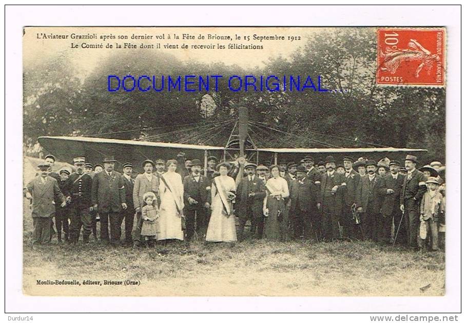 BRIOUZE ( Orne )  L'Aviateur Grazzioli....Fête En 1912 ....... ( TOP*****) - Briouze