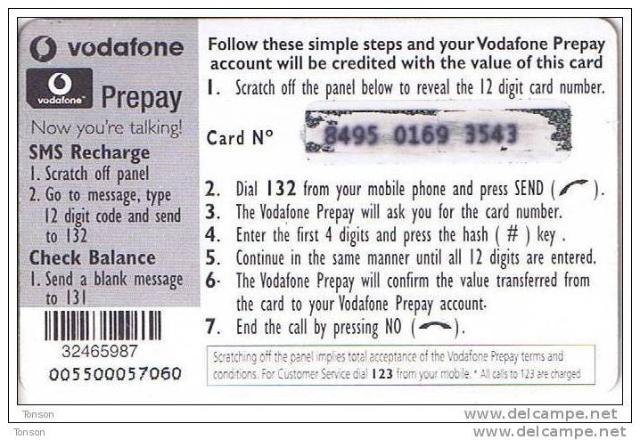 Fiji, $11, Vodafone Recharge Card With SIM Cartoon, 2 Scans. - Fiji