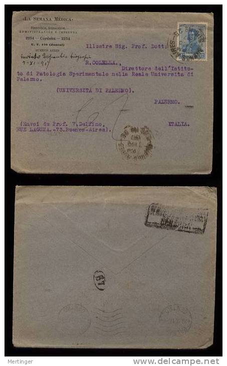 Argentina Argentinien 1917 Censor Cover To Italy - Briefe U. Dokumente