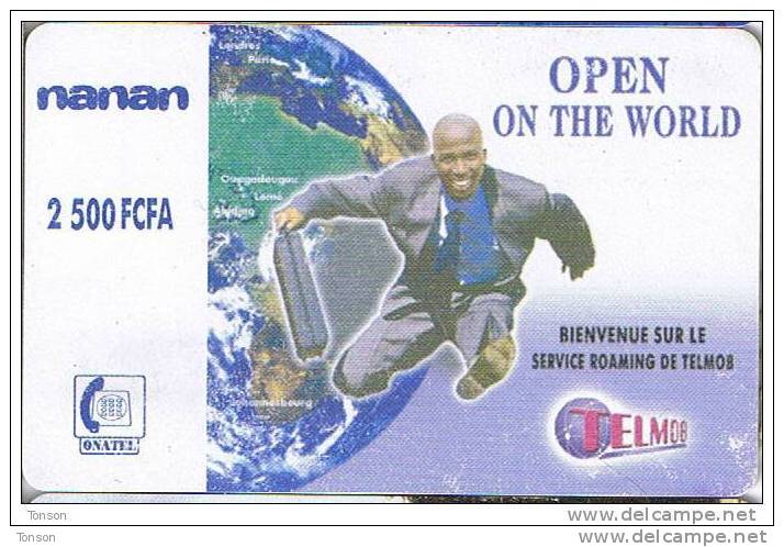 Burkina Faso, 2 500 FCFA, Onatel, Telmob, Open On The World, Globe , Runner. - Burkina Faso