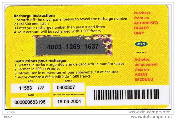 Rwanda, FRW 2500, Airtime, Pay As You Go, Andika SMS, 2 Scans. - Rwanda