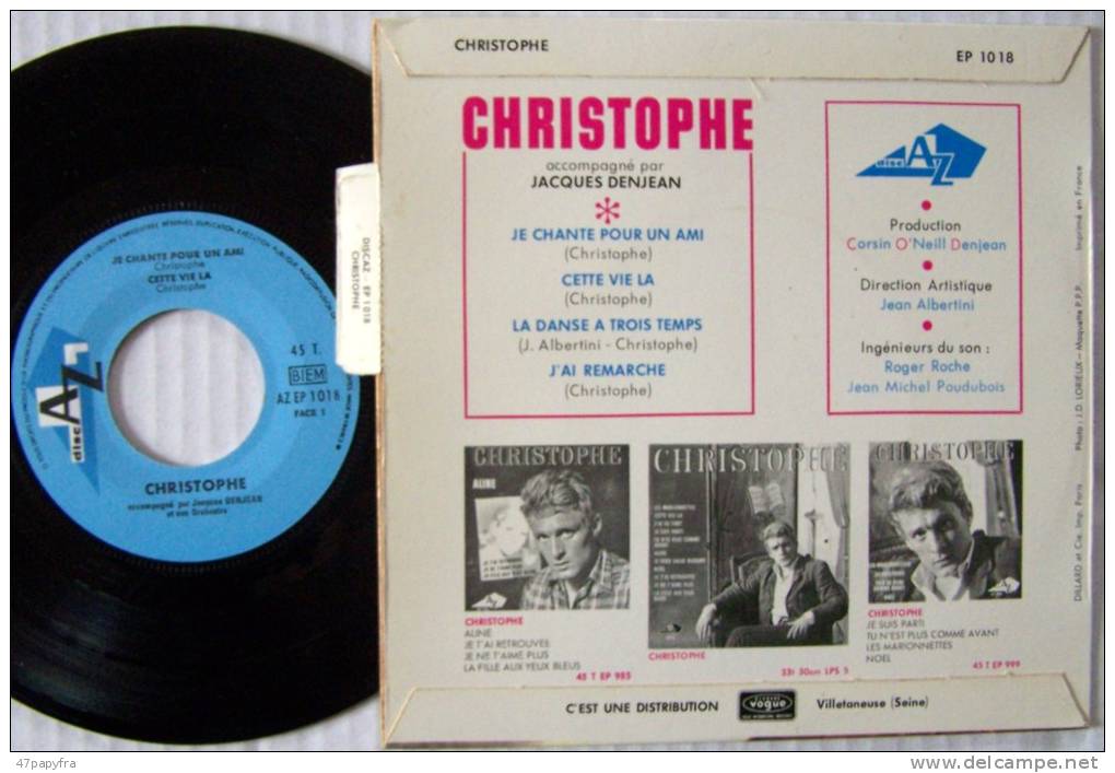 CHRISTOPHE  45T EP BIEM ORIGINAL + Languette Je Chante Pour Un Ami M / MINT Parfait état - 45 T - Maxi-Single