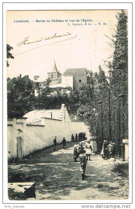 Postkaart / Carte Postale "Linkebeek - Serres Du Château Et Vue De L'Eglise" - Linkebeek