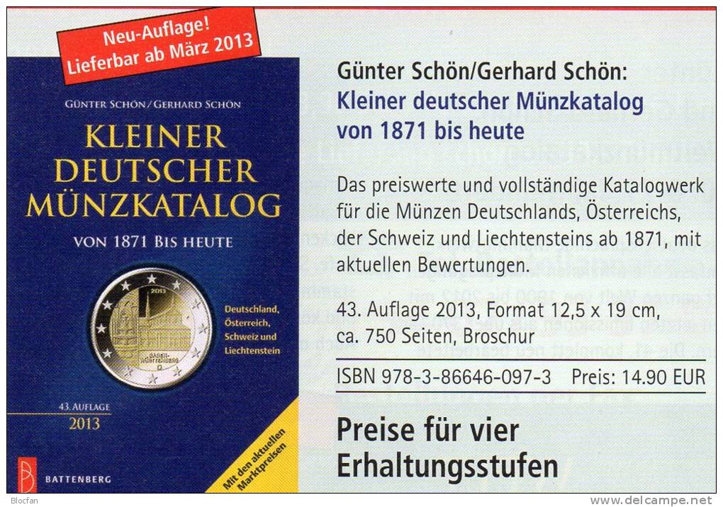 Kleiner Münz Katalog 2013 Deutschland Neu 15€ Für Numisbrief Mit Österreich Schweiz Und Lichtenstein Old And New Germany - Altri & Non Classificati