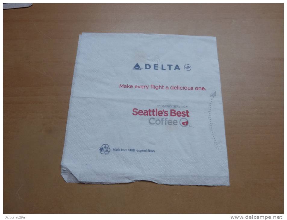 Serviette Papier "DELTA Airlines - Seattle's Best Coffee" Etats-Unis 12,5x12,6cm Pliée (compagnie Aérienne) - Tovaglioli Bar-caffè-ristoranti