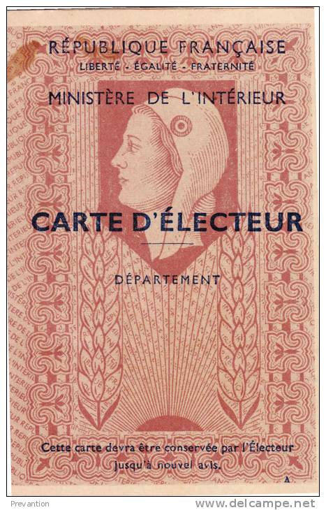 Carte D'Electeur - République Française - REHON - Non Classés