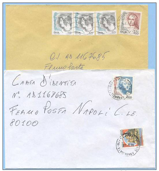 1999 TARIFFA FERMO POSTA L. 1100 (800+300) DIRITTO MITTENTE 2 DIFFERENTI 1 PURA + 1 MISTA L. 1000 DONNE LIRE (5457) - 1991-00: Storia Postale